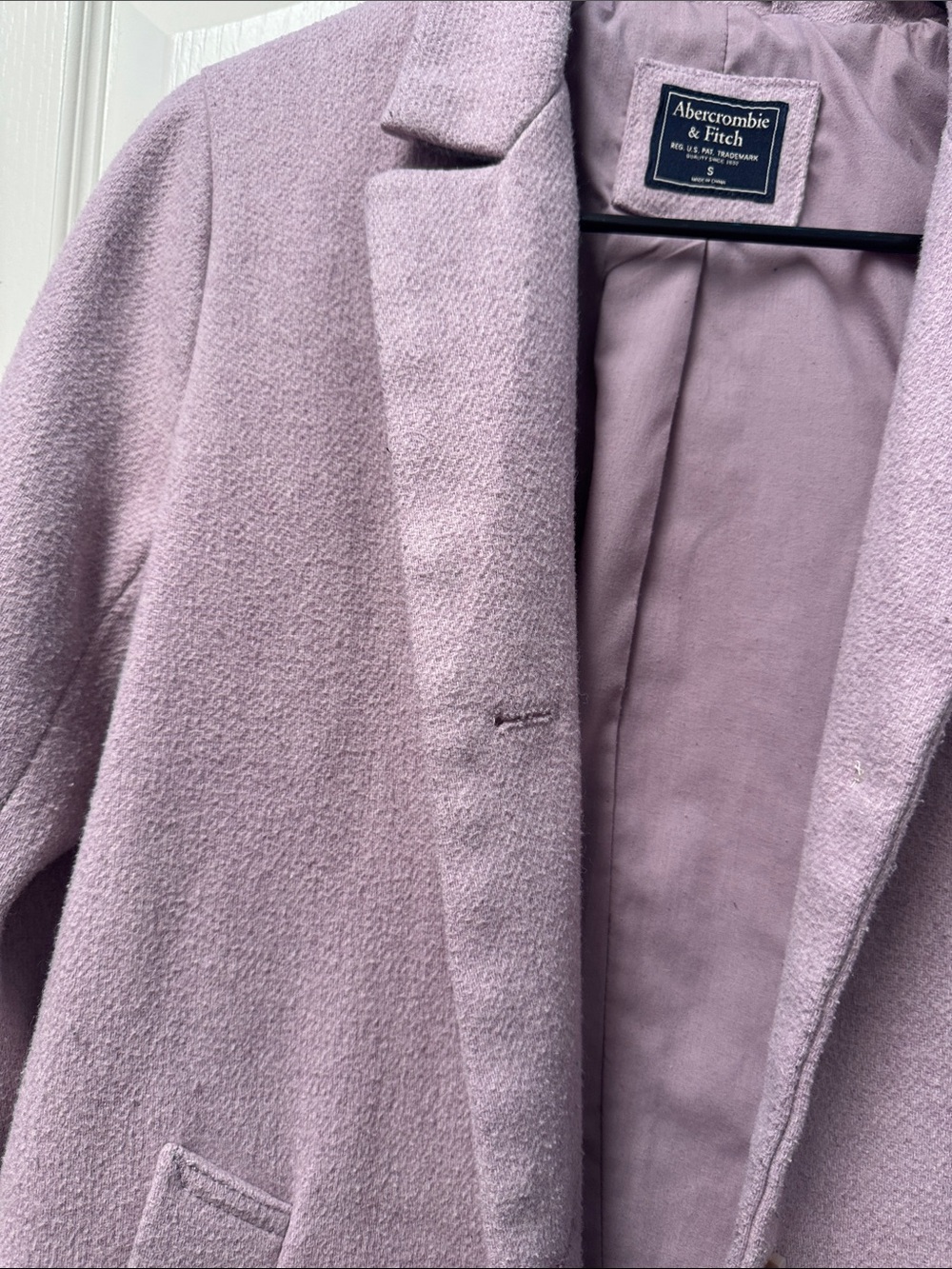 Abercrombie & Fitch Pastel Lilac Single-Breasted Wool Coat - Picture 8 of 11